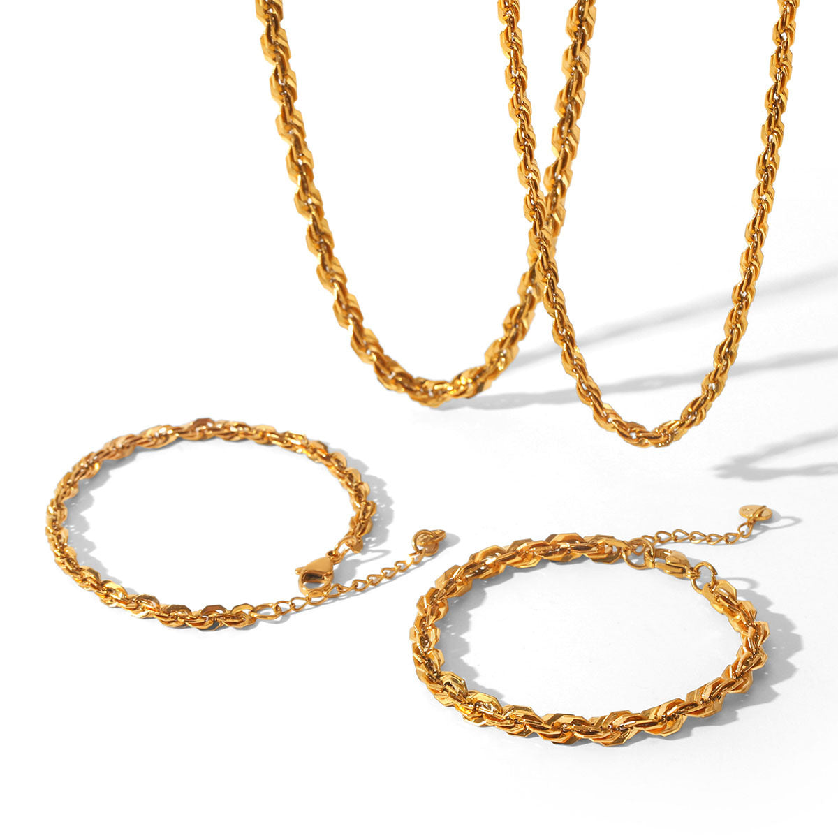 Stainless Steel Braided Chain Necklace & Bracelet Collection