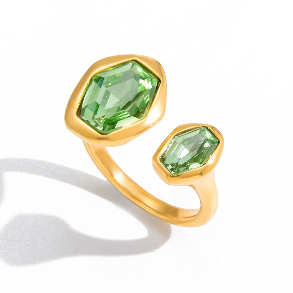Stainless Steel Green CZ Ring