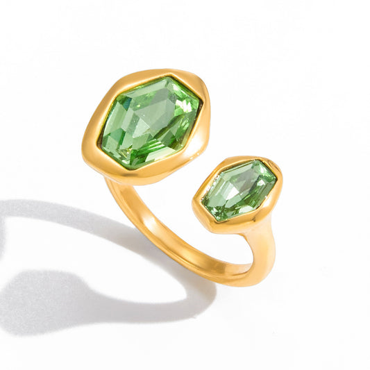 Stainless Steel Green CZ Ring