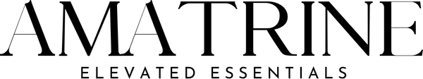 Logo of Amatrine with the tagline 'Elevated Essentials' on a white background